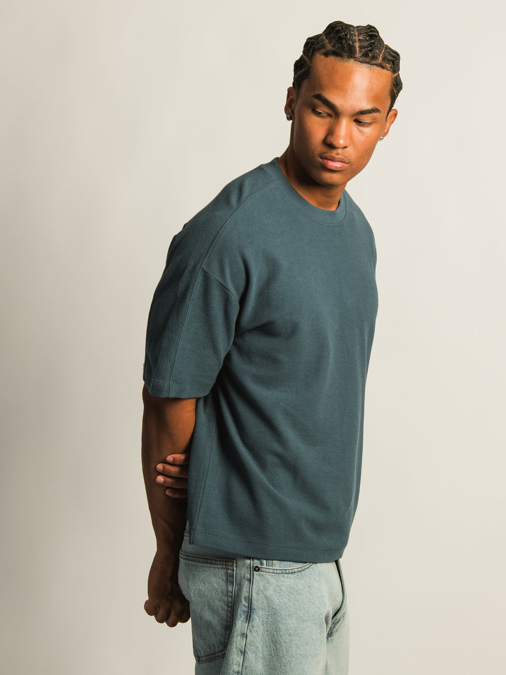 KOLBY SHORT CUT KNIT TEE - TEAL