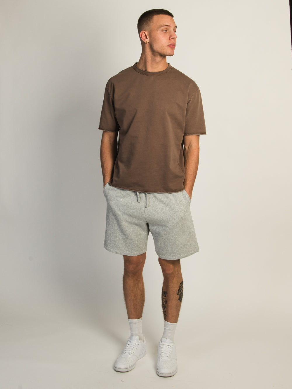 KOLBY OVERSIZED FRENCH TERRY TEE - MARRON