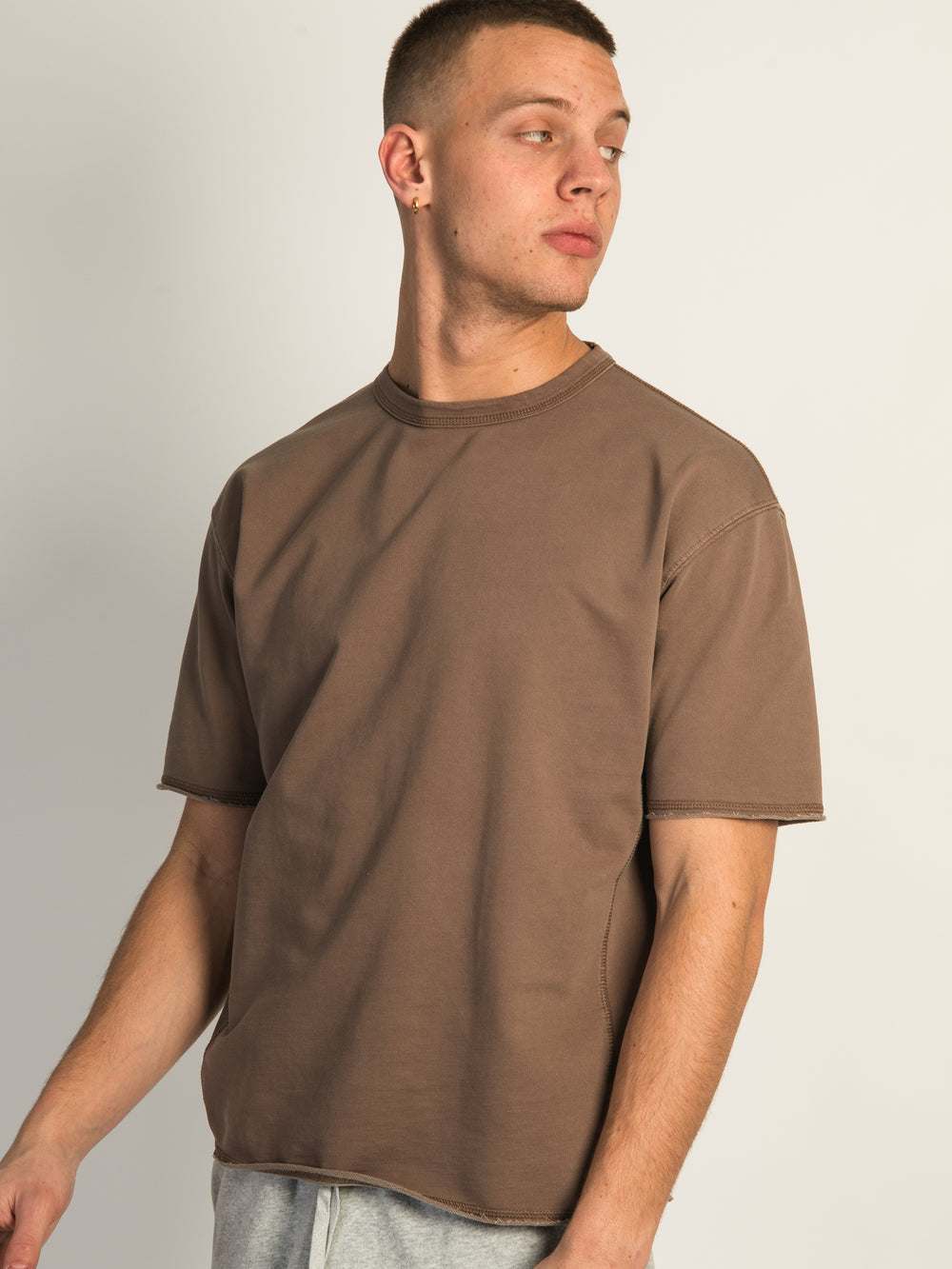 KOLBY OVERSIZED FRENCH TERRY TEE - MARRON