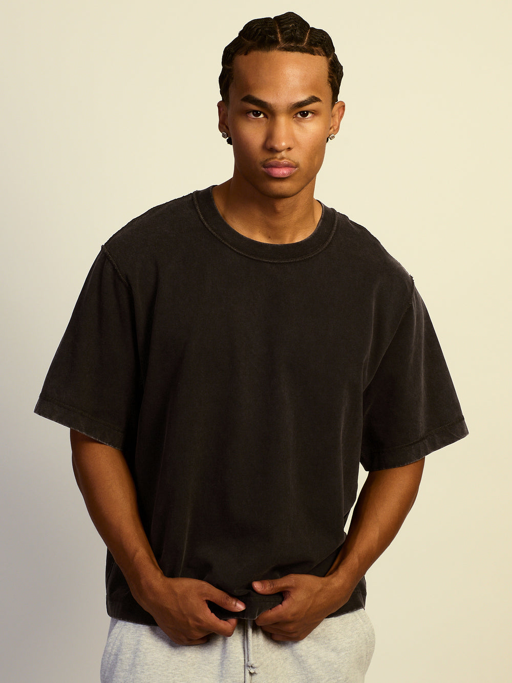 T-SHIRT POIDS LOURD COURT KOLBY - NOIR