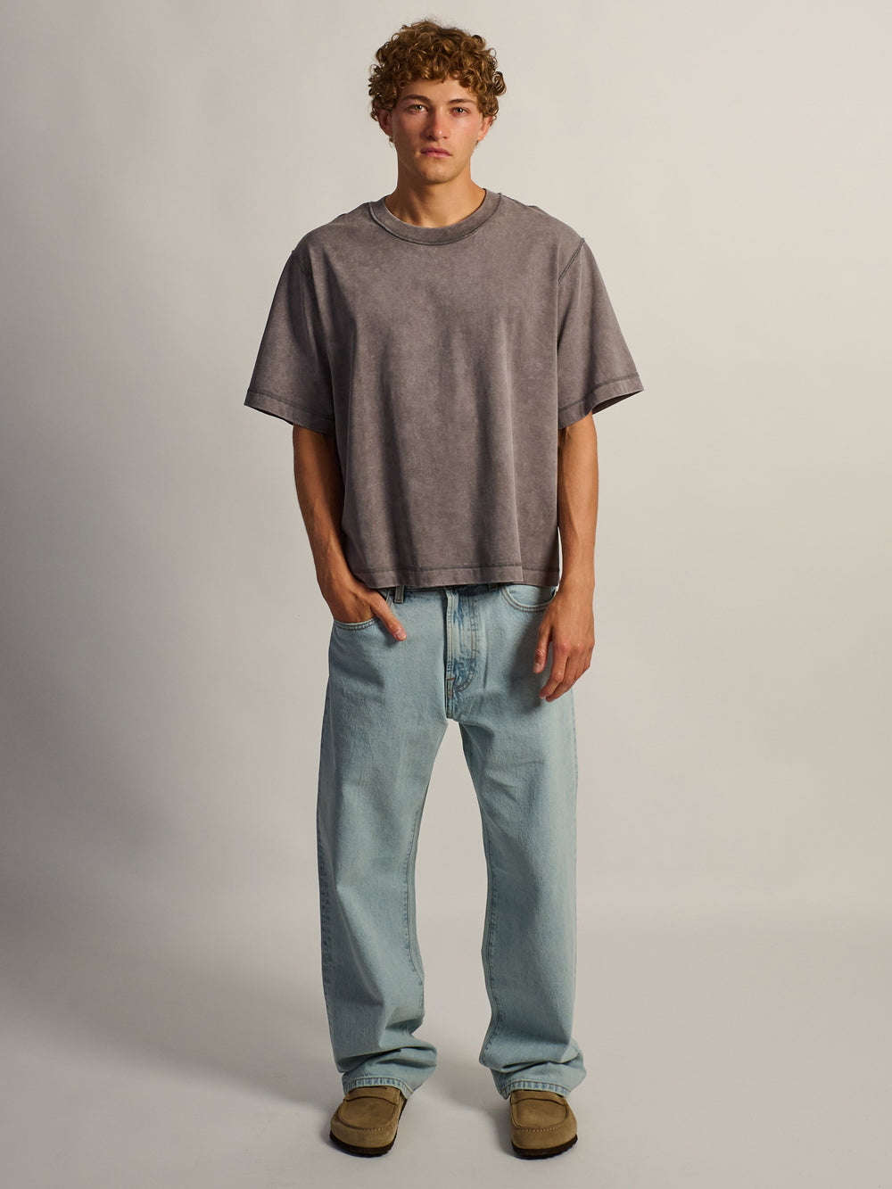 KOLBY SHORT CUT HEAVYWEIGHT TEE - CHARCOAL