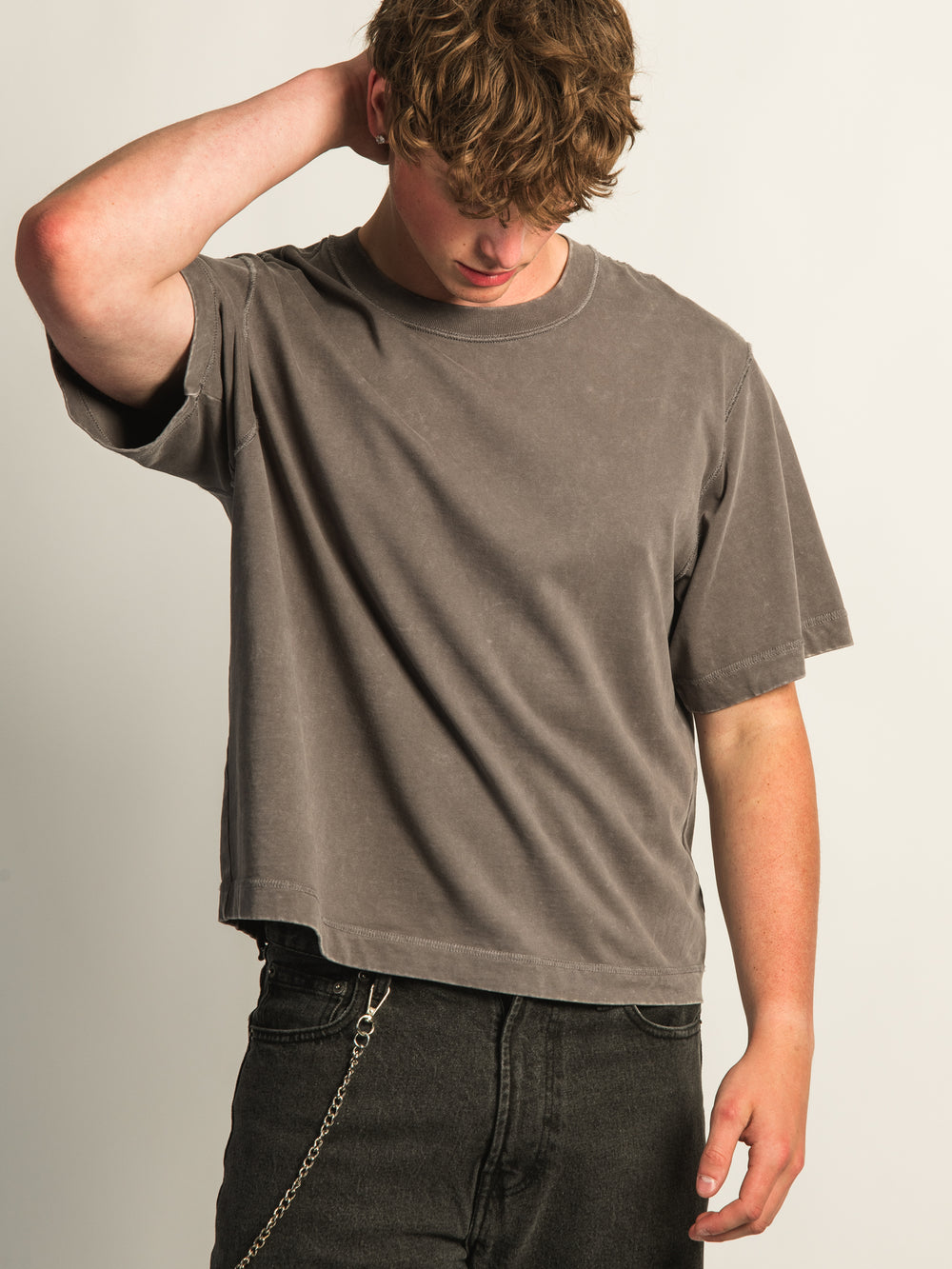 KOLBY SHORT CUT HEAVYWEIGHT TEE - CHARCOAL