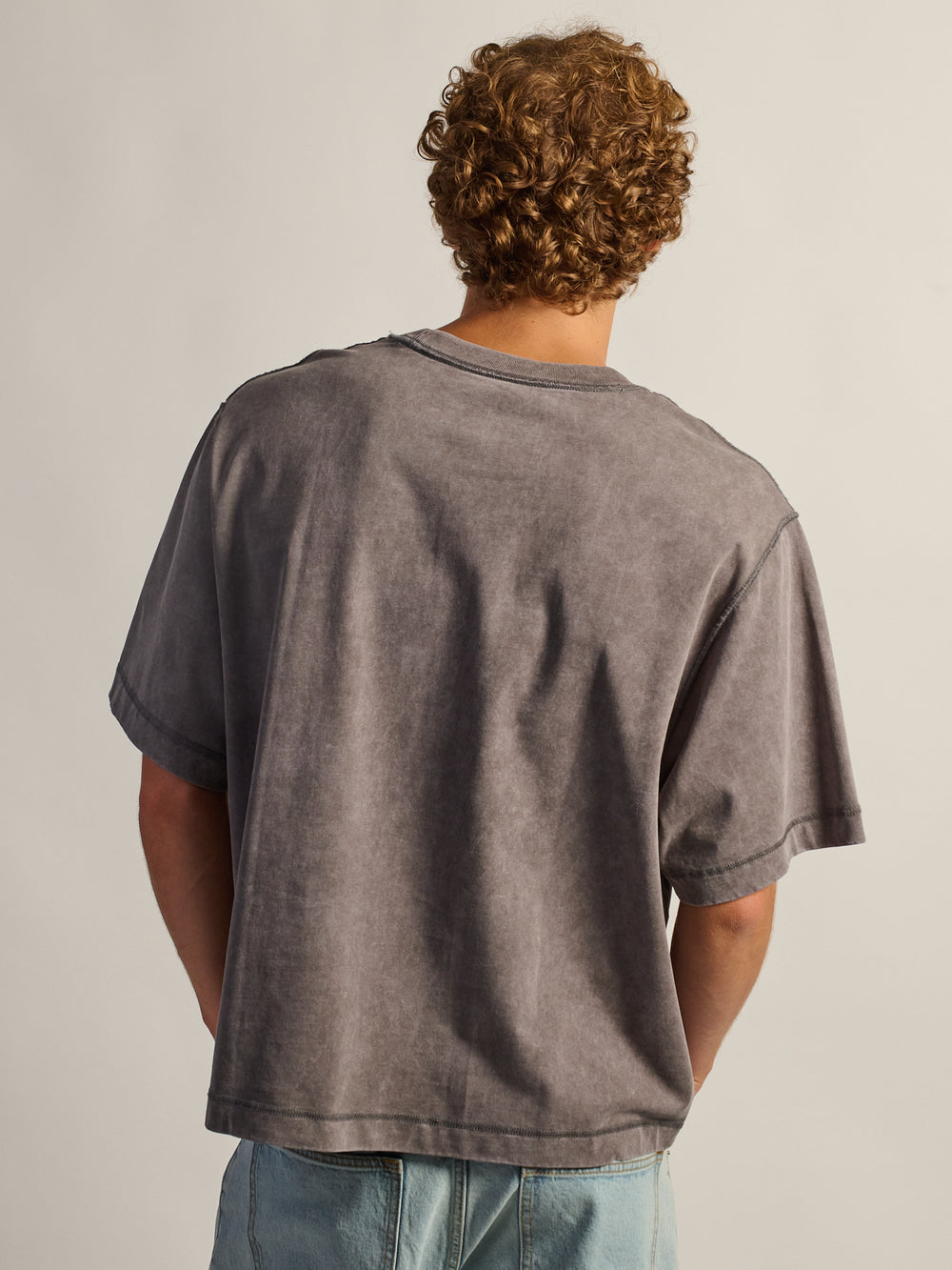 KOLBY SHORT CUT HEAVYWEIGHT TEE - CHARCOAL