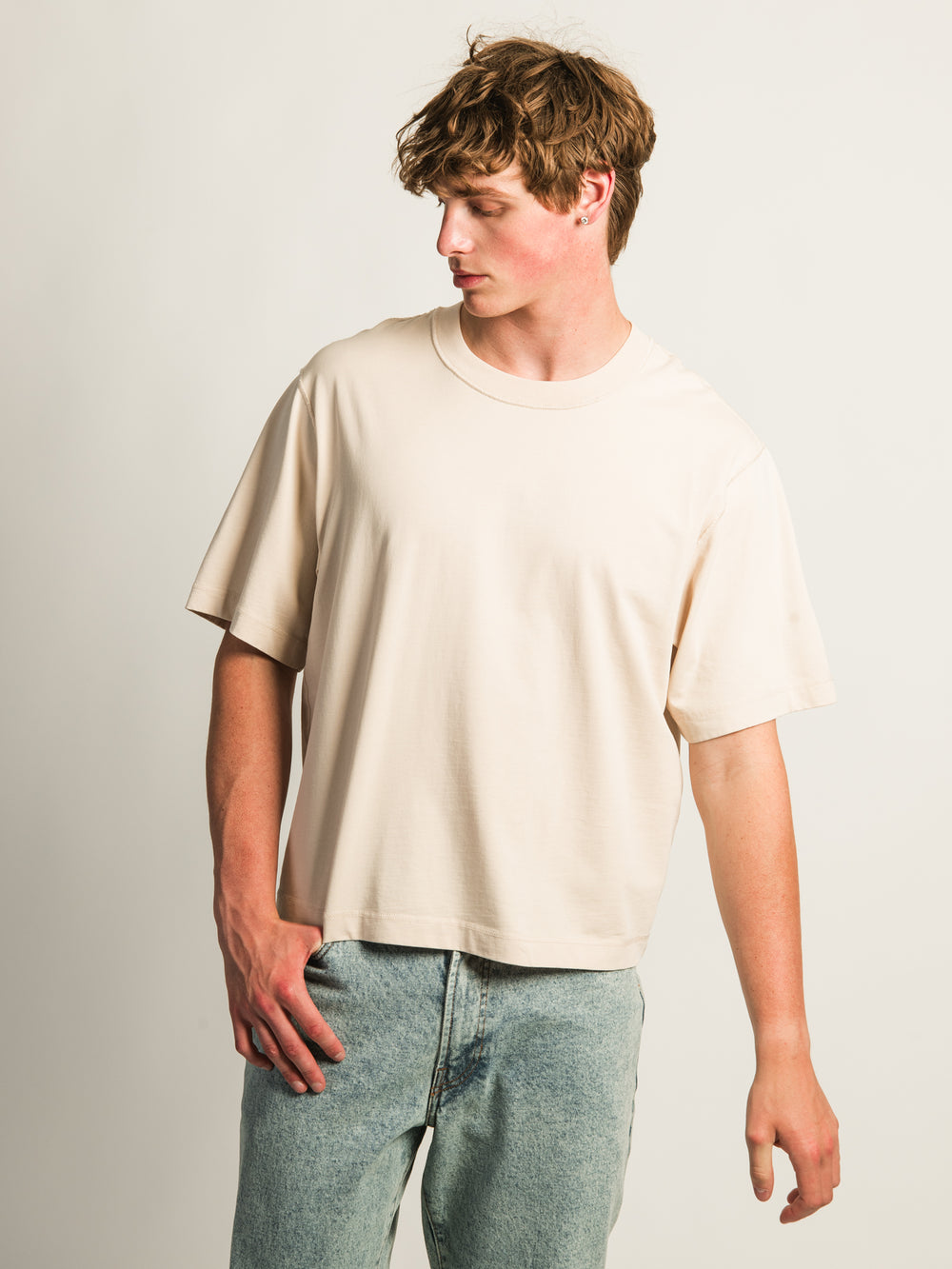 KOLBY SHORT CUT HEAVYWEIGHT TEE - CREAM