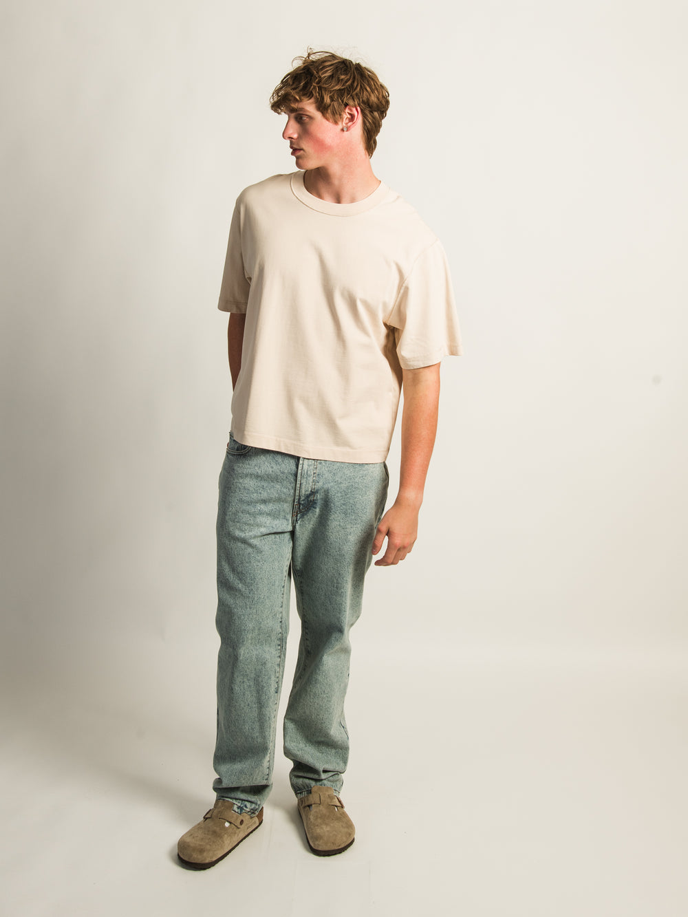 KOLBY SHORT CUT HEAVYWEIGHT TEE - CREAM