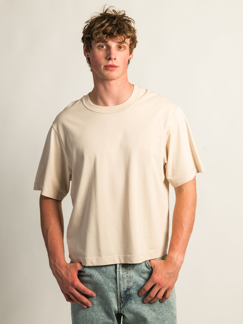 KOLBY SHORT CUT HEAVYWEIGHT TEE - CREAM