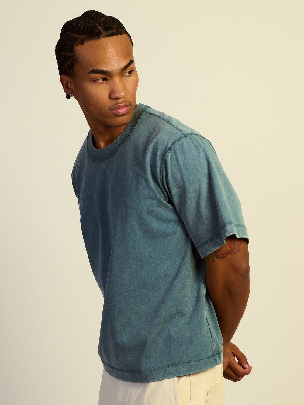 KOLBY SHORT CUT HEAVYWEIGHT TEE - DARK TEAL