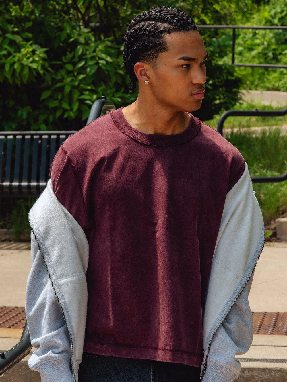 KOLBY SHORT CUT HEAVYWEIGHT TEE - PLUM
