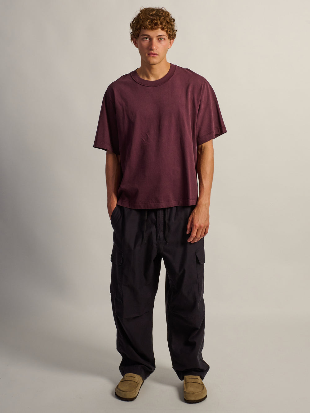 KOLBY SHORT CUT HEAVYWEIGHT TEE - PLUM