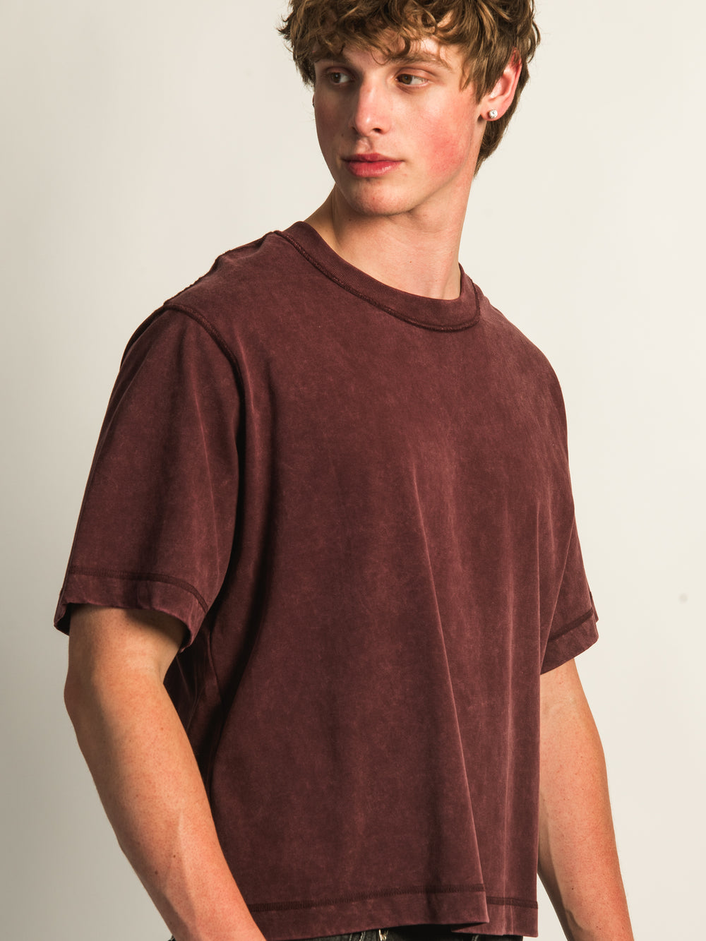 KOLBY SHORT CUT HEAVYWEIGHT TEE - PLUM