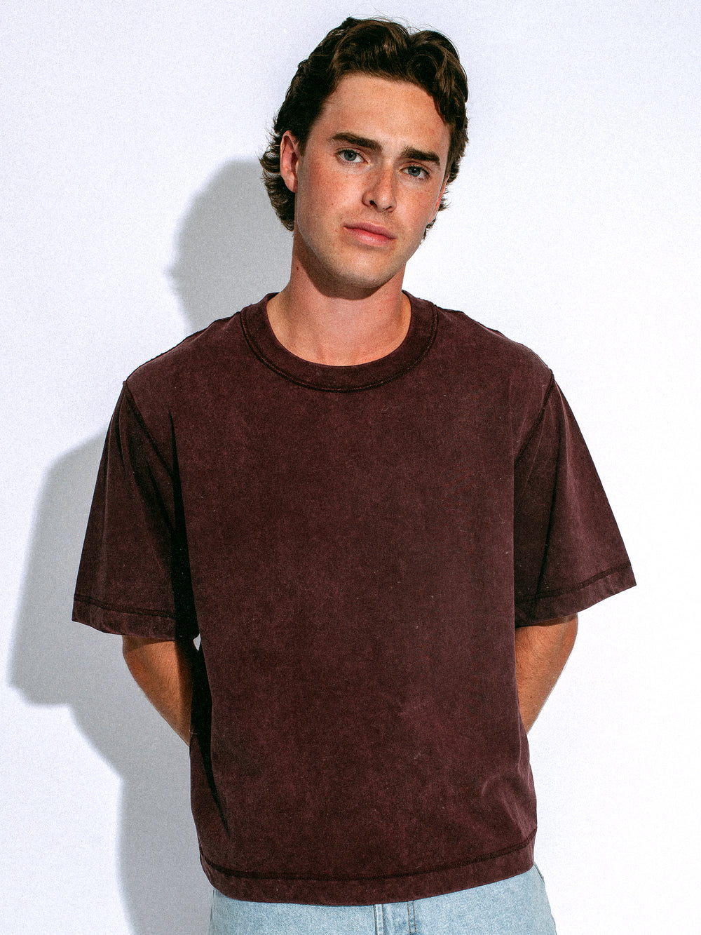 KOLBY SHORT CUT HEAVYWEIGHT TEE - PLUM
