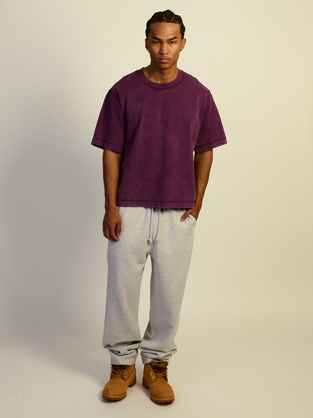 KOLBY SHORT CUT HEAVYWEIGHT TEE - PURPLE