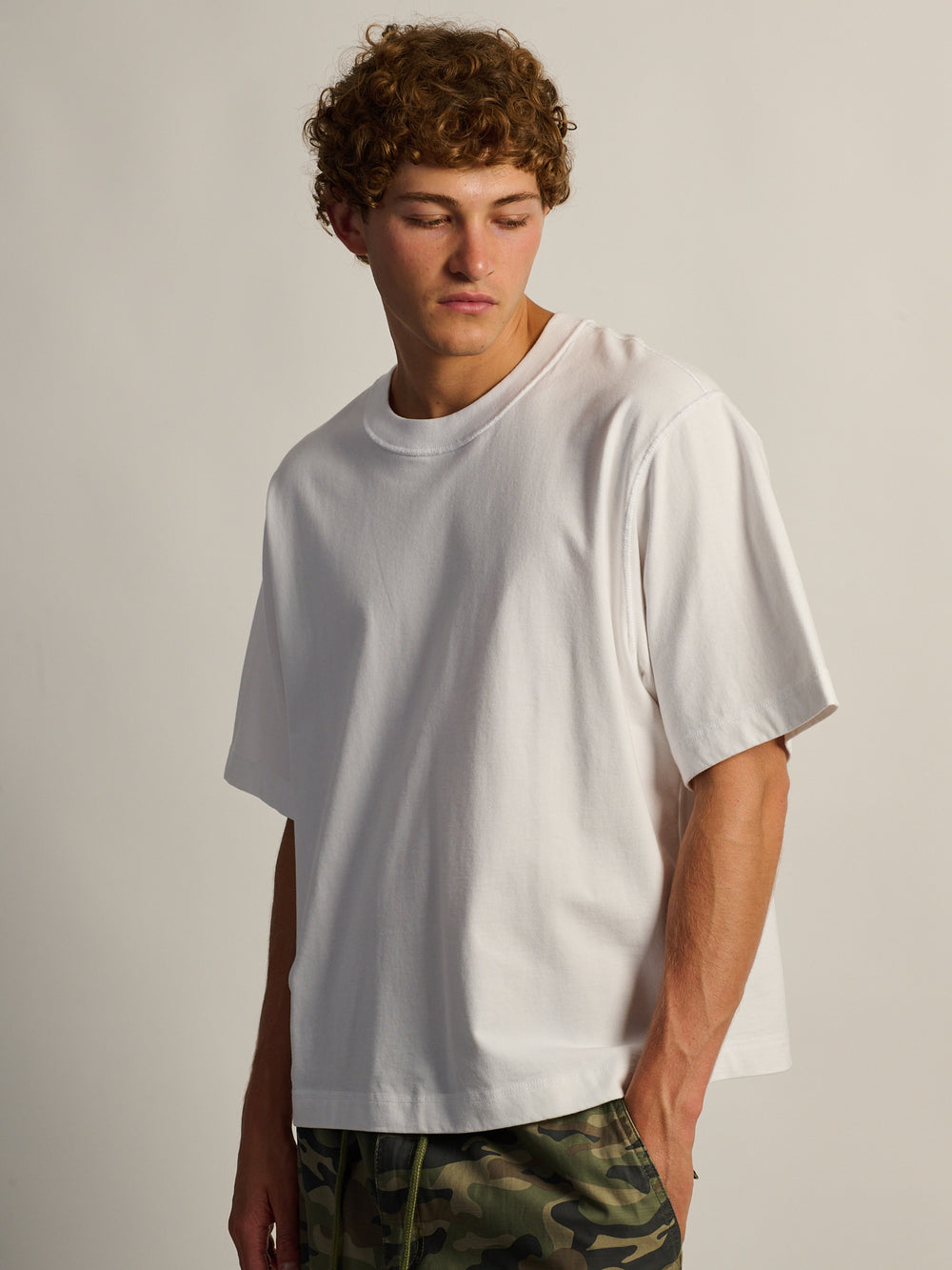 T-SHIRT POIDS LOURD COURT KOLBY - BLANC