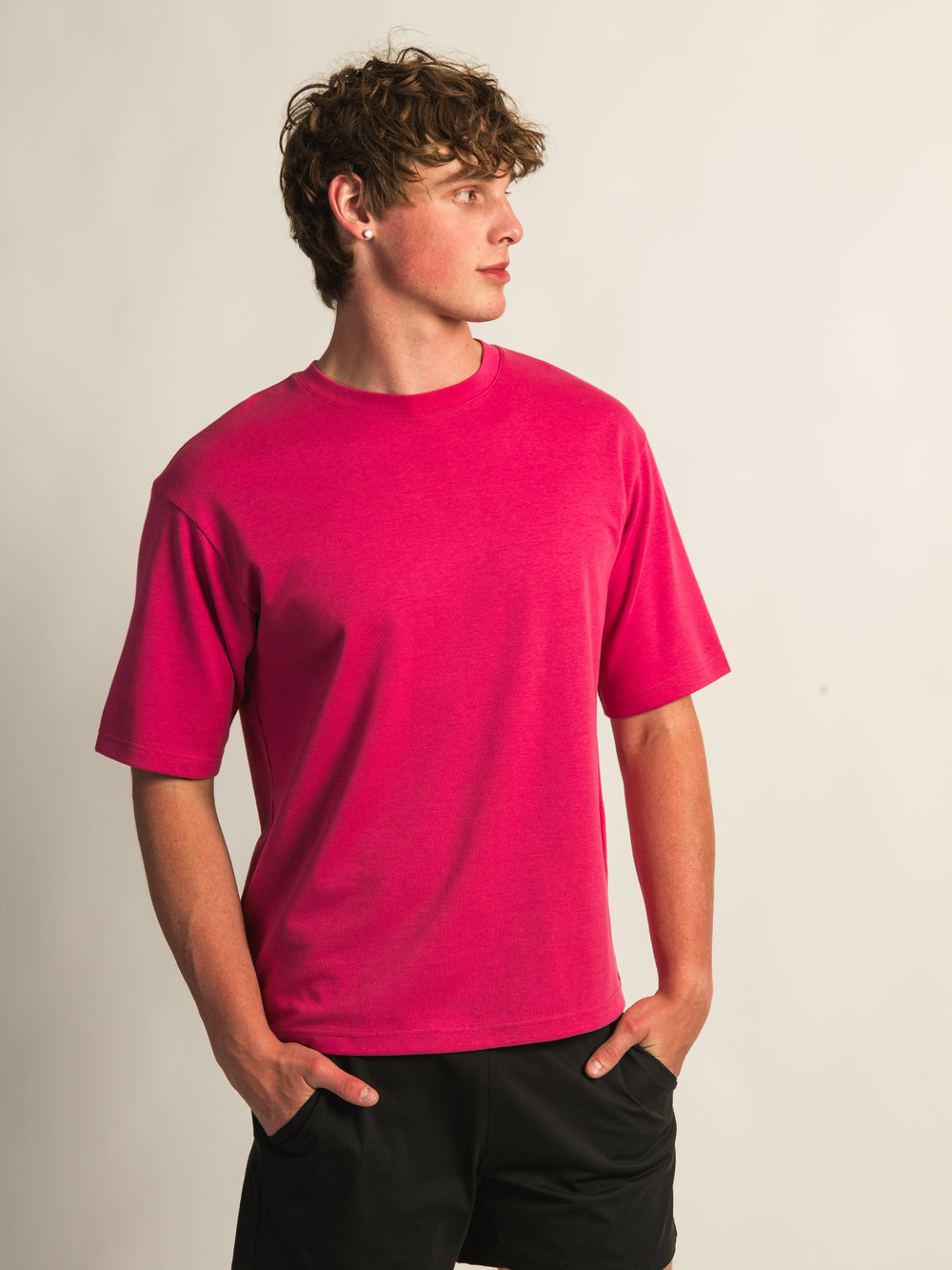 KOLBY KEEP COOL BOXY FIT TEE- BERRY