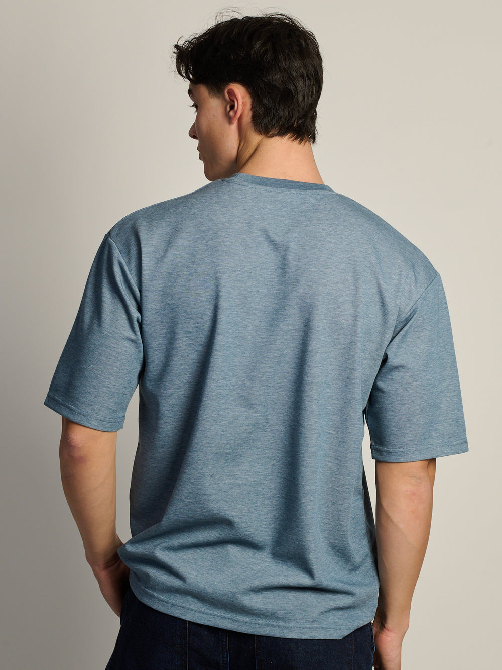 KOLBY BOXY FIT TEE - HEATHER BLUE