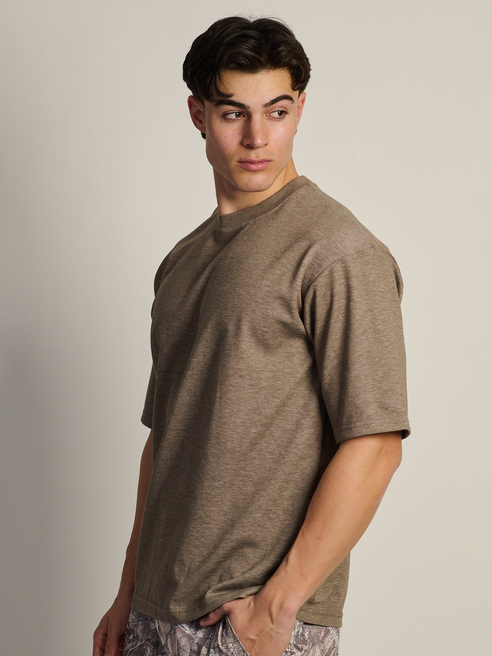 KOLBY KOLBY BOXY FIT TEE - HEATHER BROWN - Boathouse