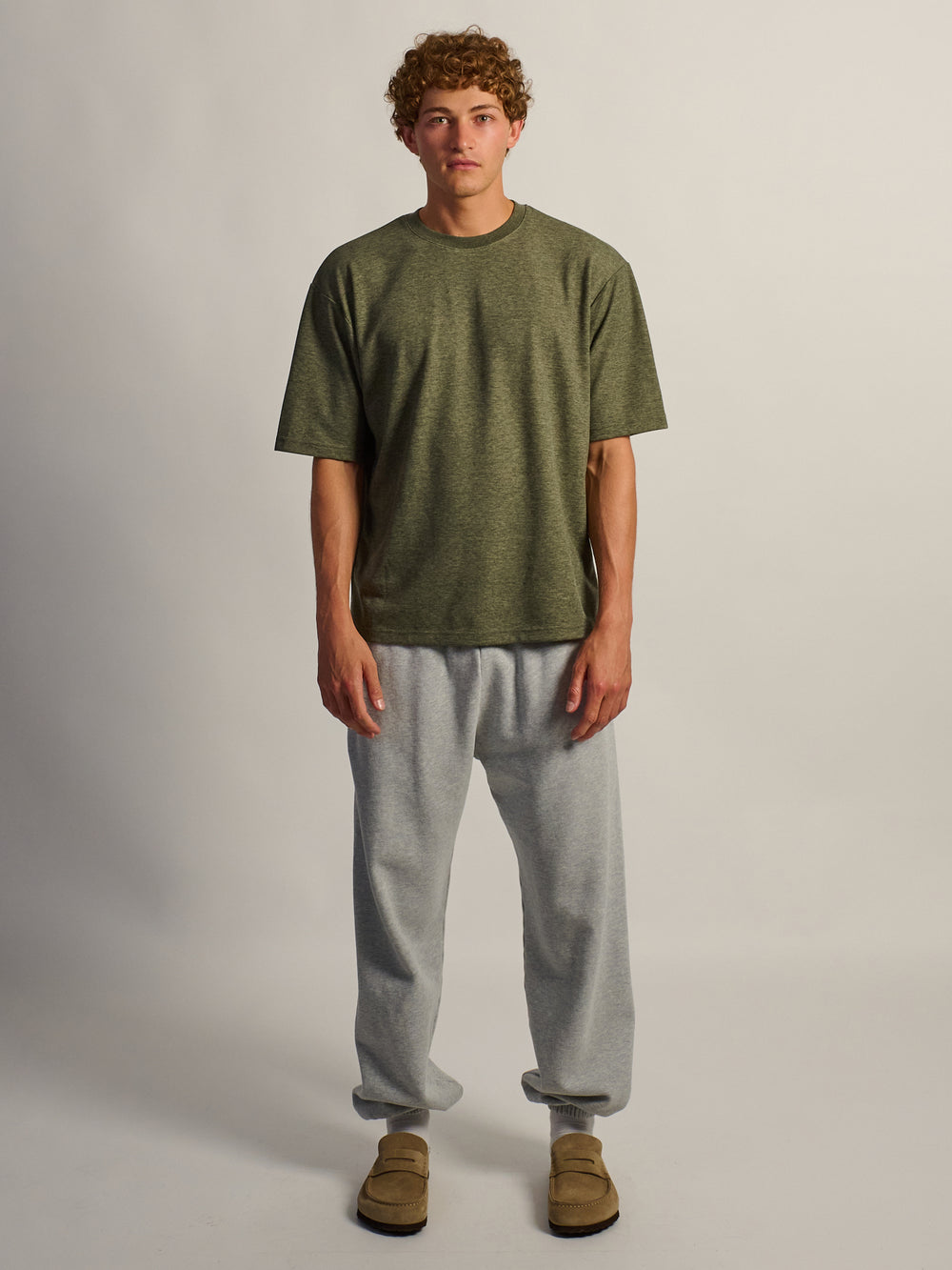 KOLBY BOXY FIT TEE - HEATHER OLIVE
