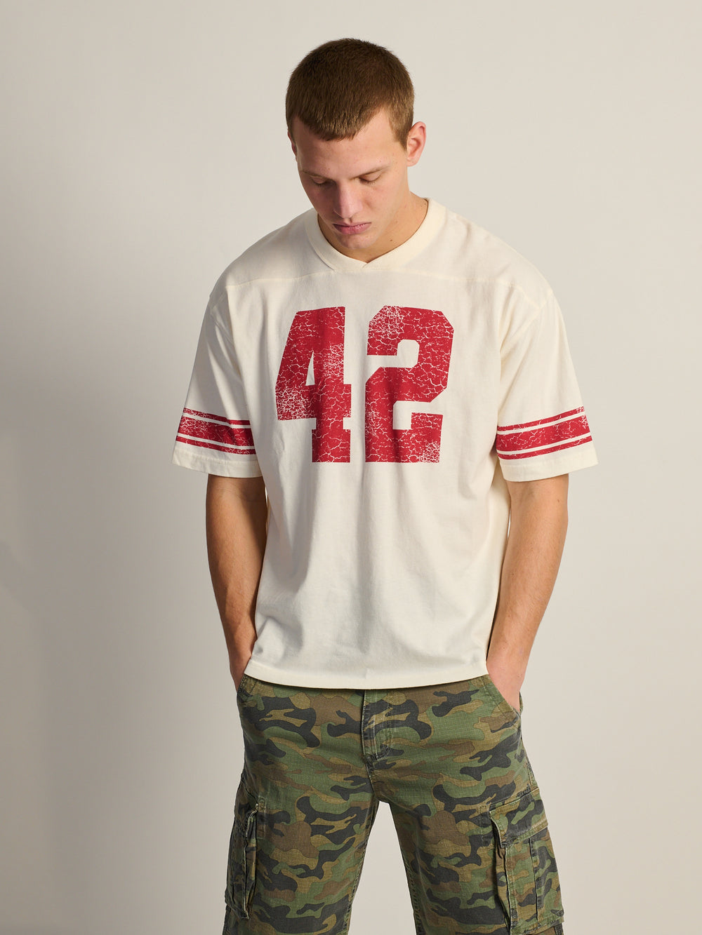 KOLBY LOOSE FIT FOOTBALL TEE - WHITE