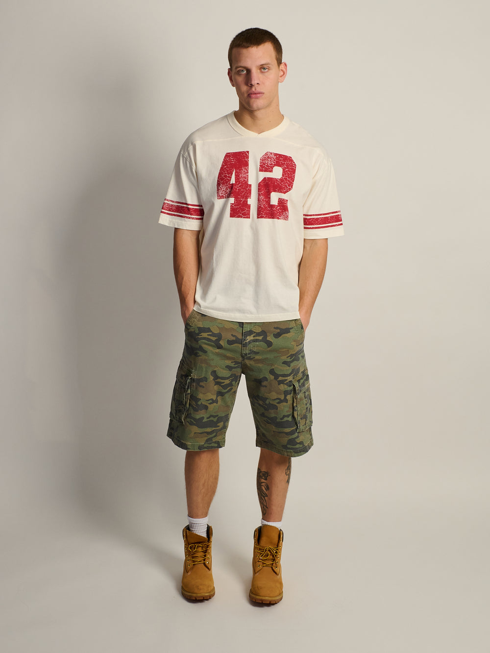 KOLBY LOOSE FIT FOOTBALL TEE - WHITE
