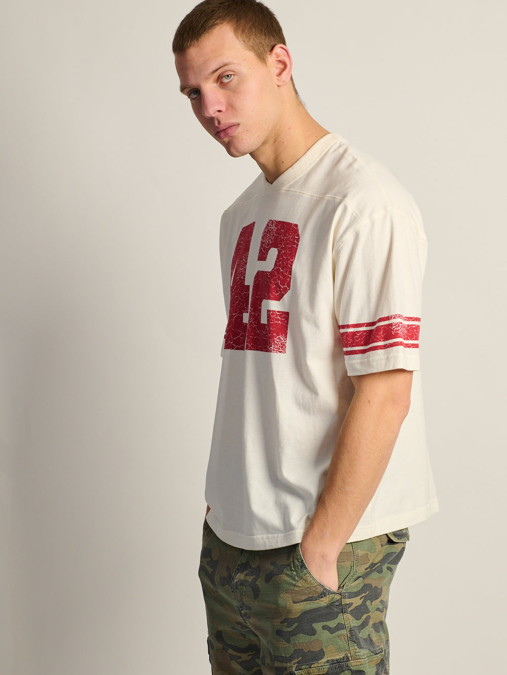 KOLBY LOOSE FIT FOOTBALL TEE - WHITE