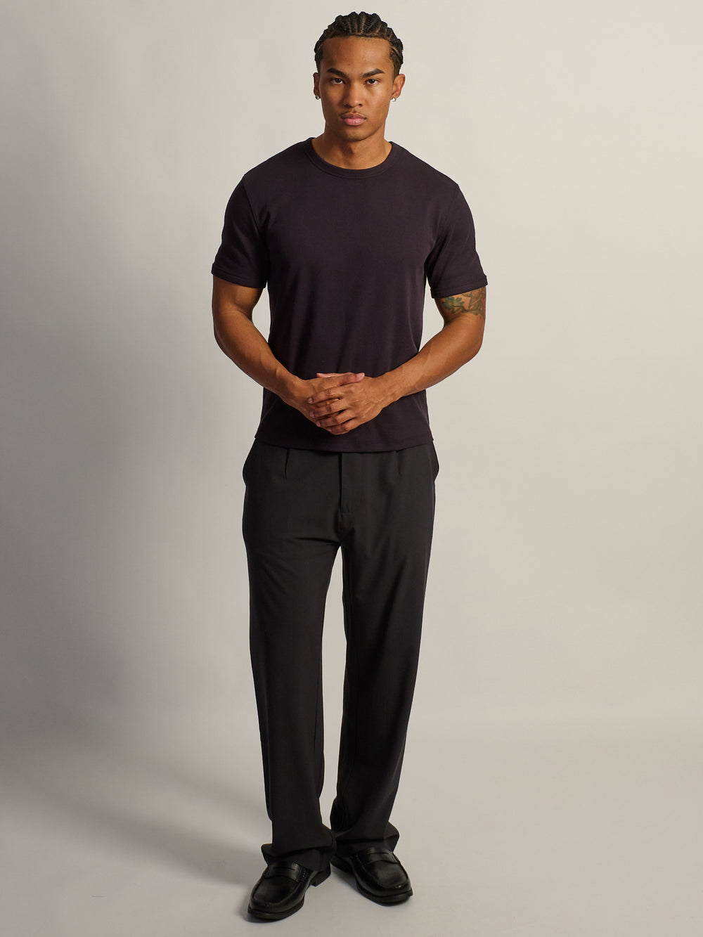 KOLBY SLIM FIT RIBBED T-SHIRT - BLACK