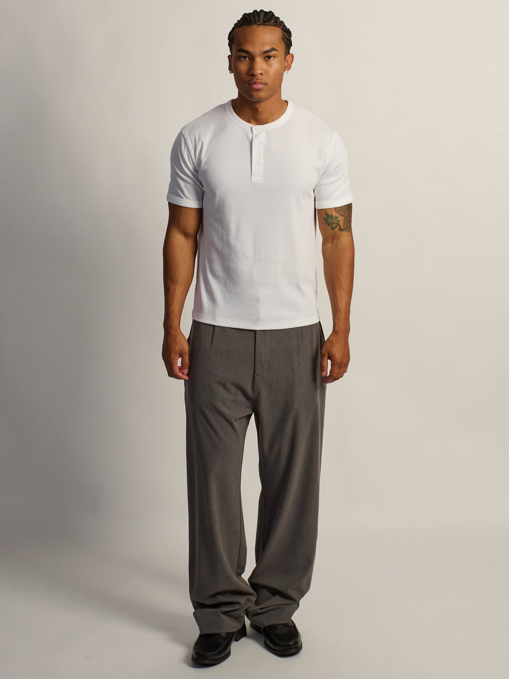 KOLBY SLIM FIT RIBBED T-SHIRT - WHITE