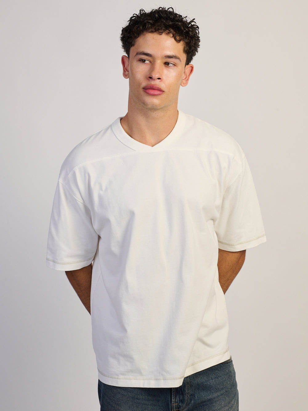 KOLBY KOLBY CONTRAST STITCH T-SHIRT - OFF WHITE - Boathouse