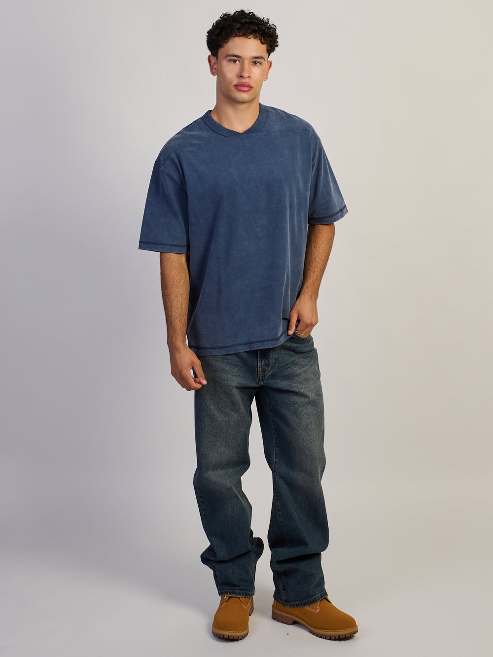 KOLBY KOLBY CONTRAST STITCH T-SHIRT - BLUE - Boathouse