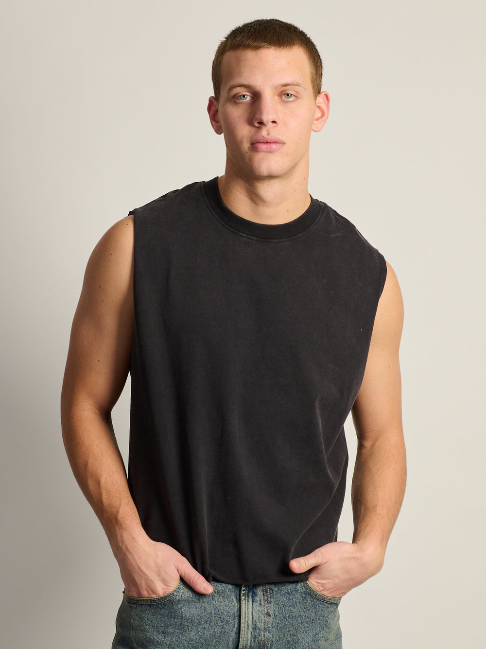 KOLBY SHORT CUT MUSCLE TANK - BLACK