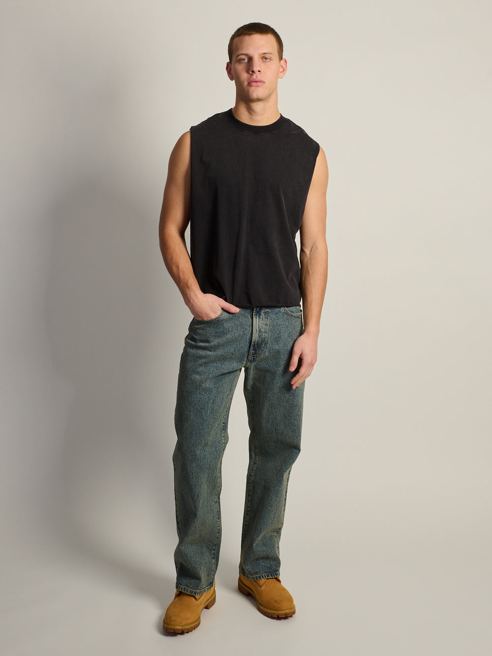 KOLBY SHORT CUT MUSCLE TANK - BLACK