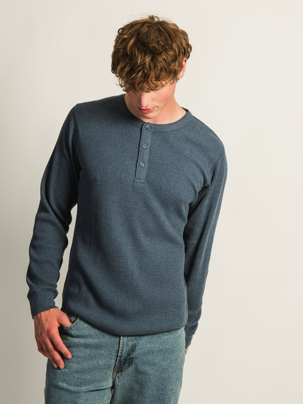 KOLBY WAFFLE HENLEY - NAVY