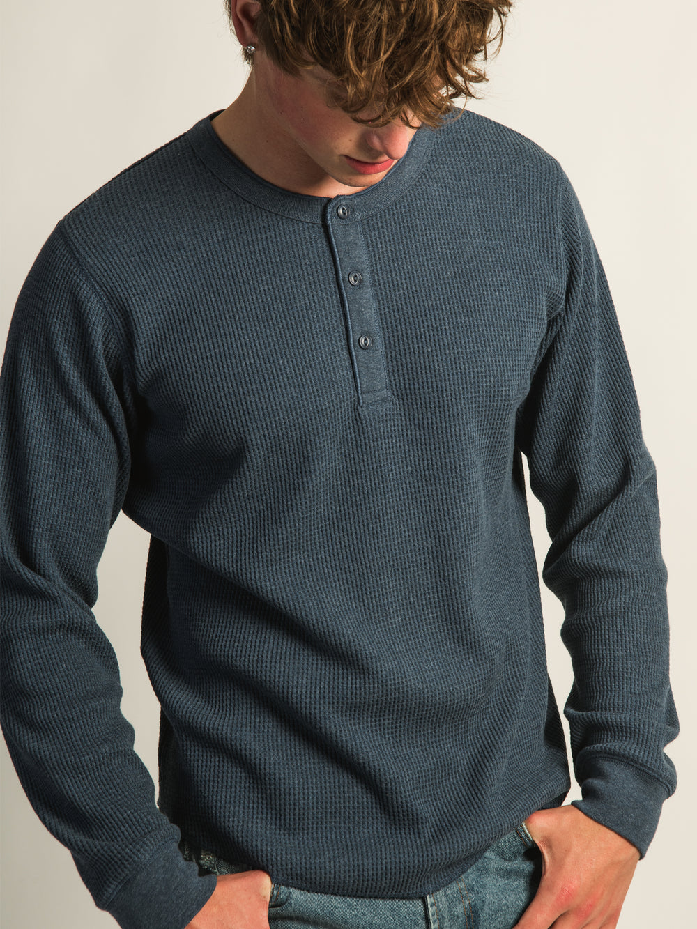 KOLBY WAFFLE HENLEY - NAVY
