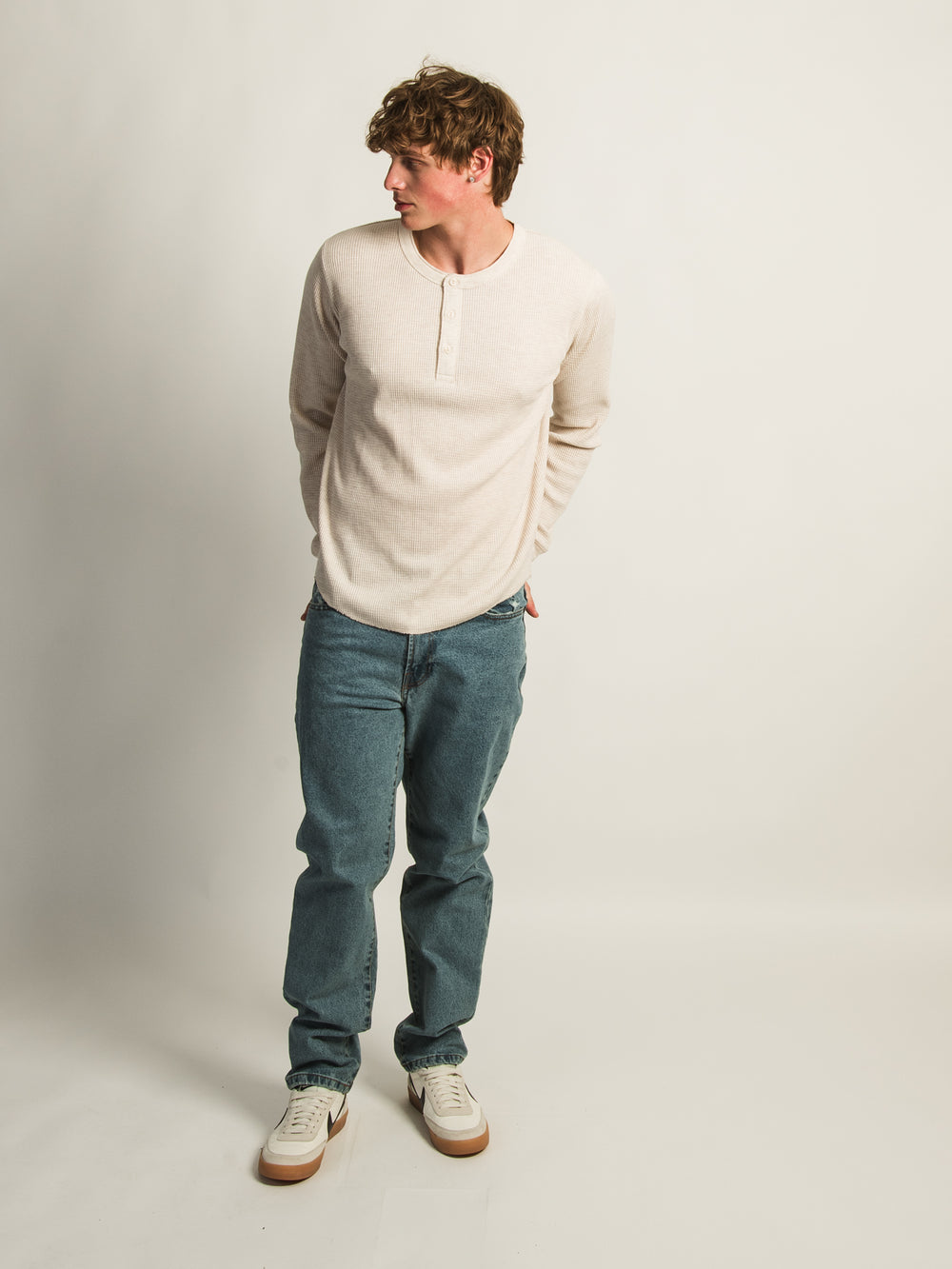 KOLBY WAFFLE HENLEY - OATMEAL
