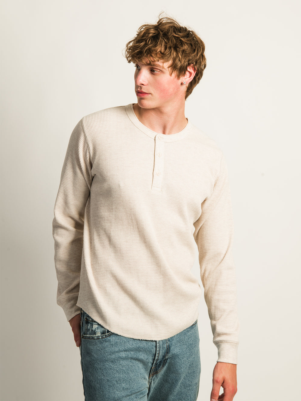 KOLBY WAFFLE HENLEY - OATMEAL