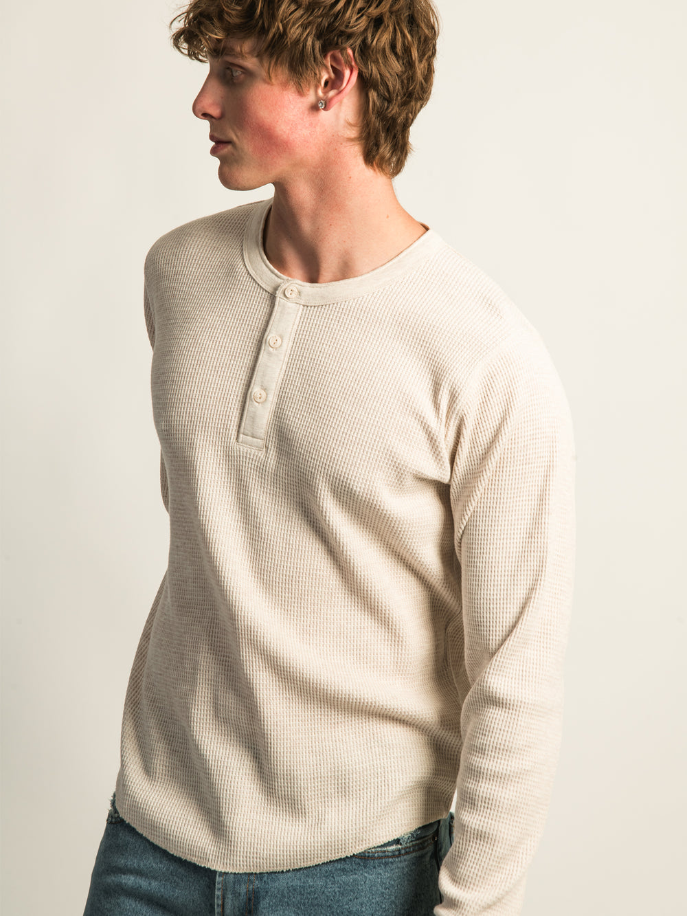 KOLBY WAFFLE HENLEY - OATMEAL