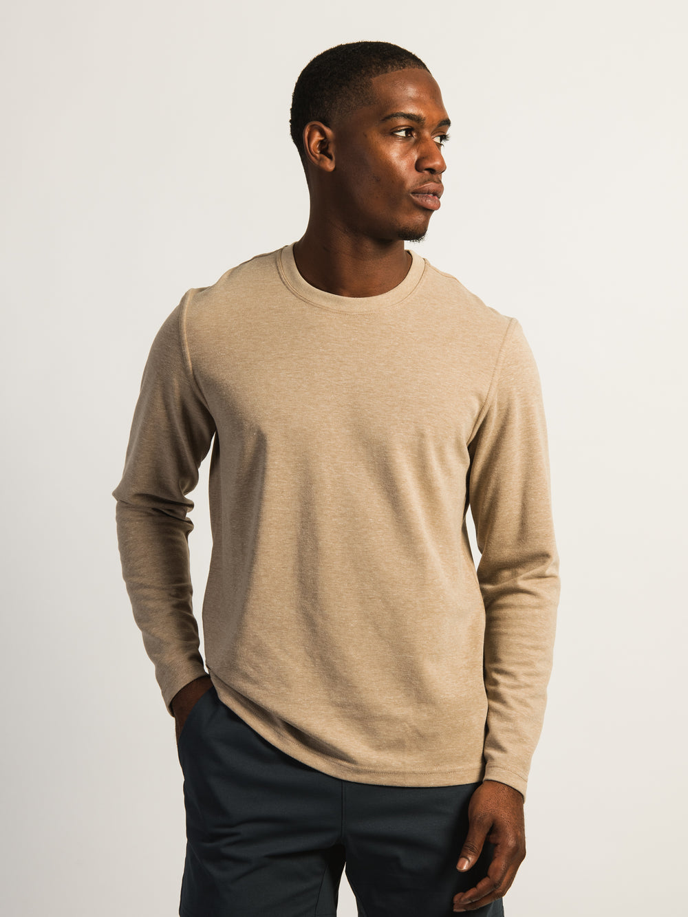KOLBY KEEP COOL LONG SLEEVE SHIRT - HEATHER BROWN