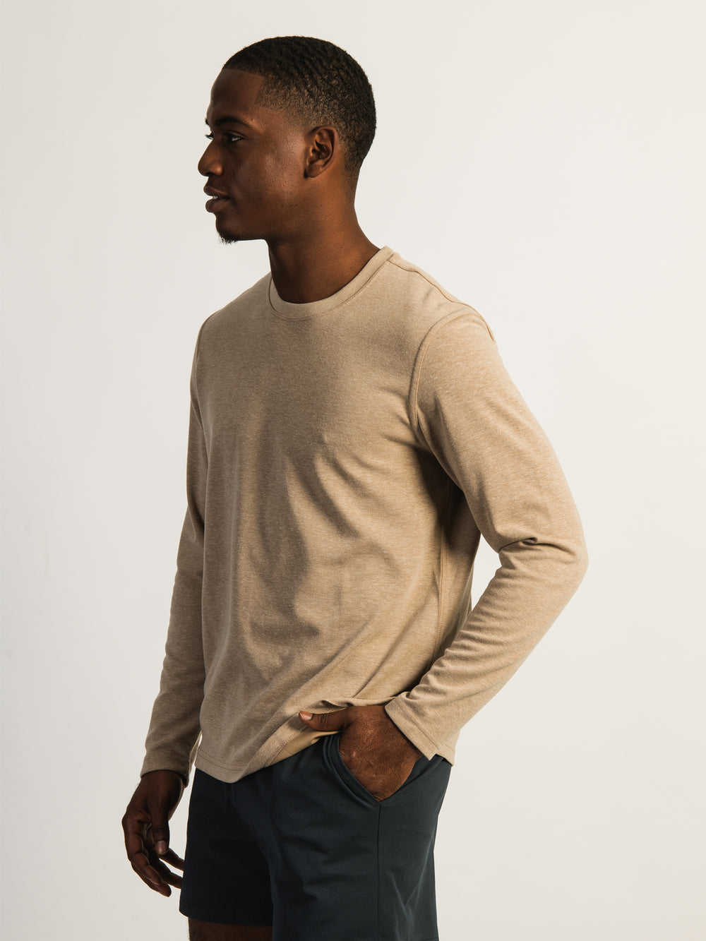 KOLBY KEEP COOL LONG SLEEVE SHIRT - HEATHER BROWN