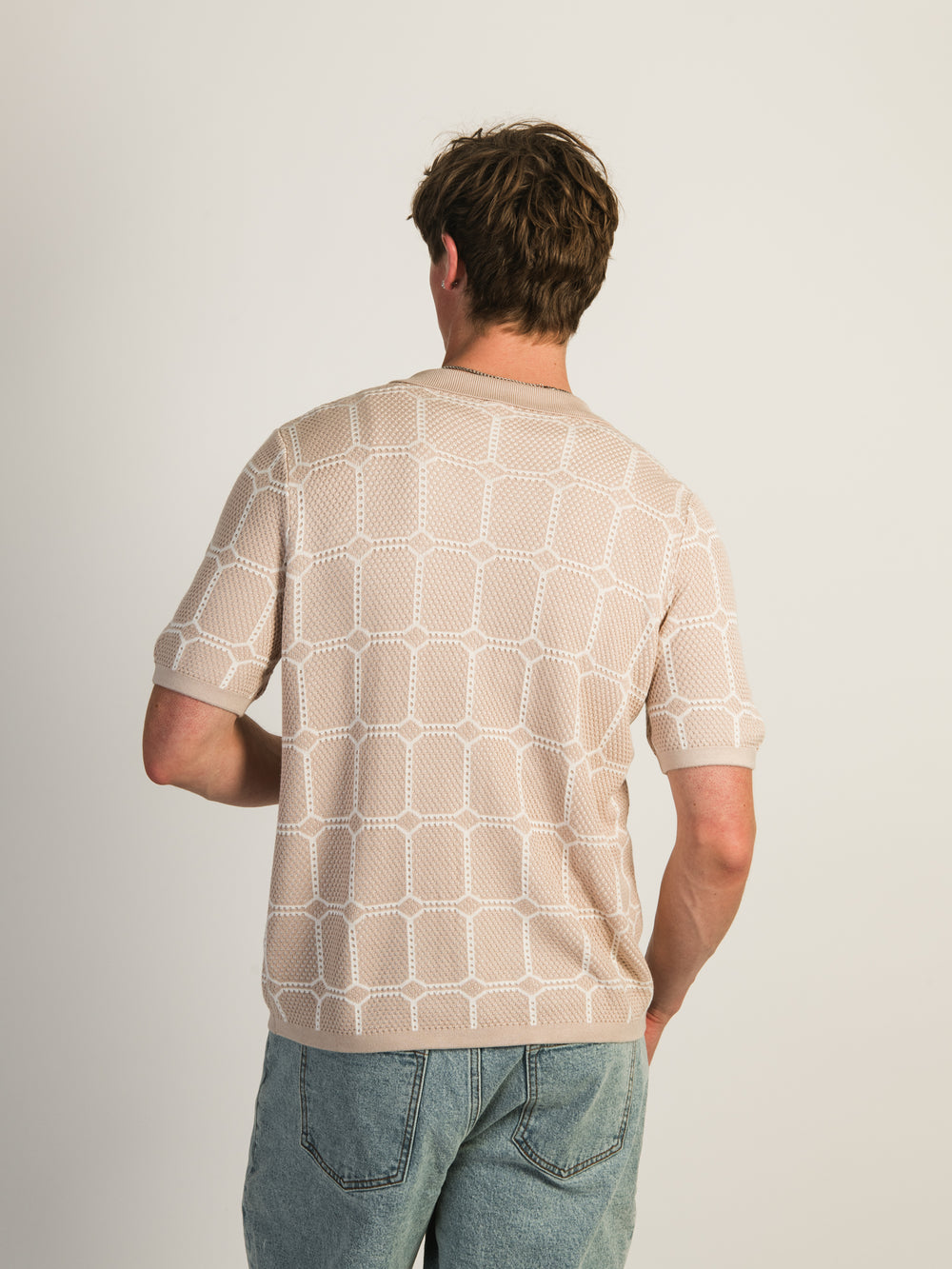 KOLBY KNIT SHIRT - PEBBLE