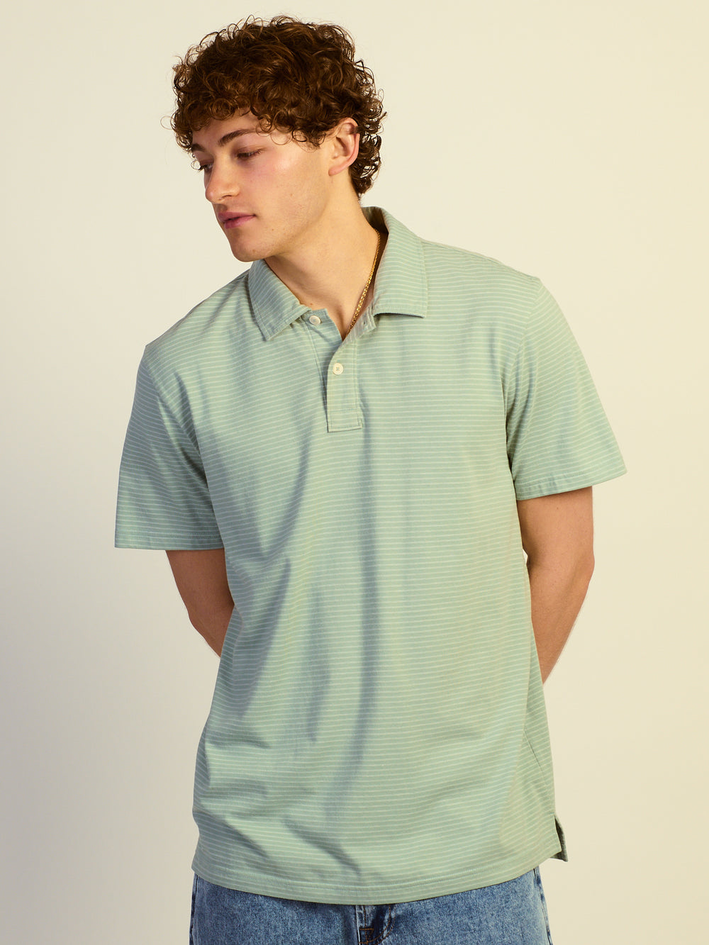 KOLBY KEEP COOL LIGHTWEIGHT POLO - DUSTY GREEN