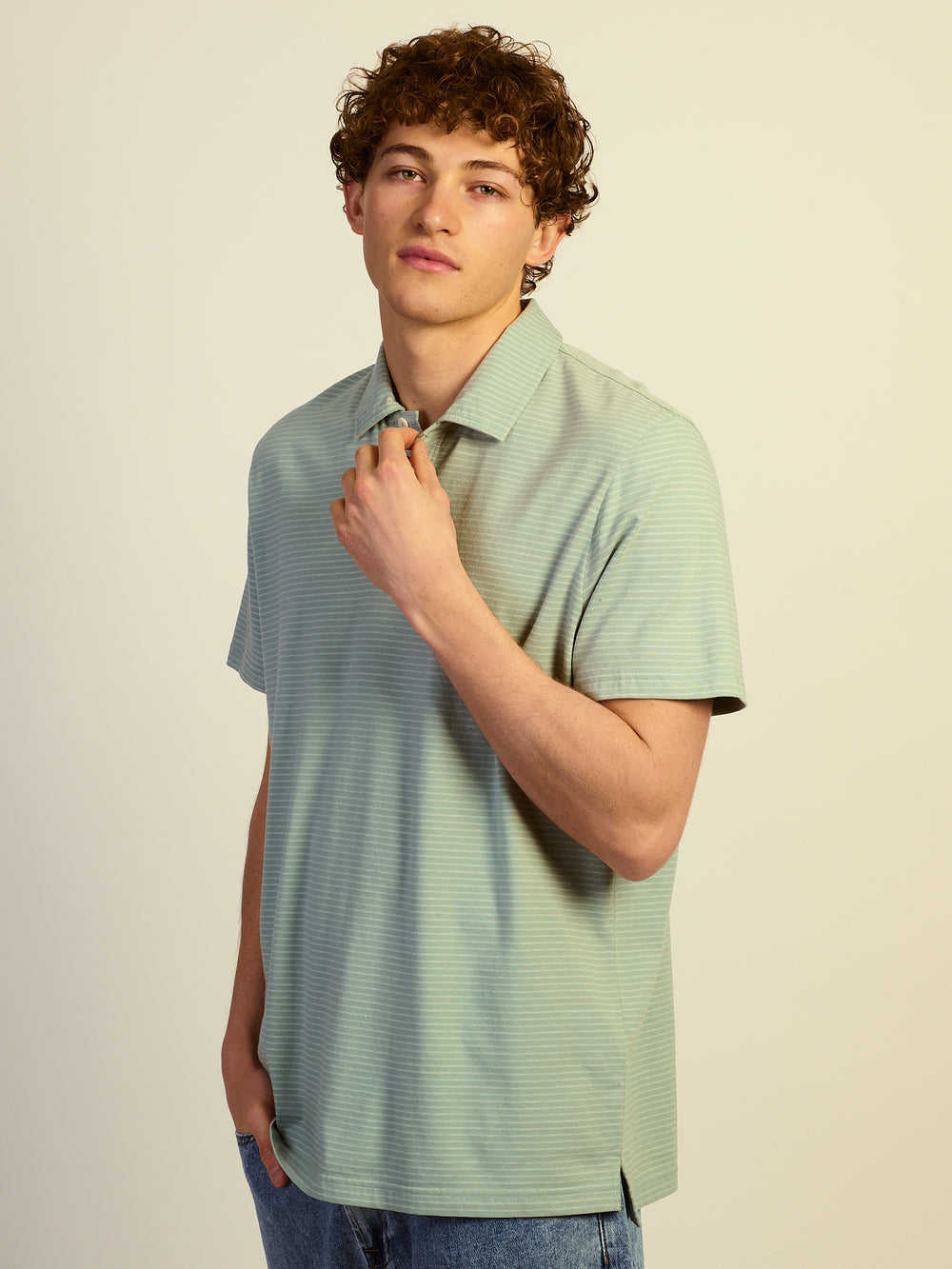 KOLBY KEEP COOL LIGHTWEIGHT POLO - DUSTY GREEN