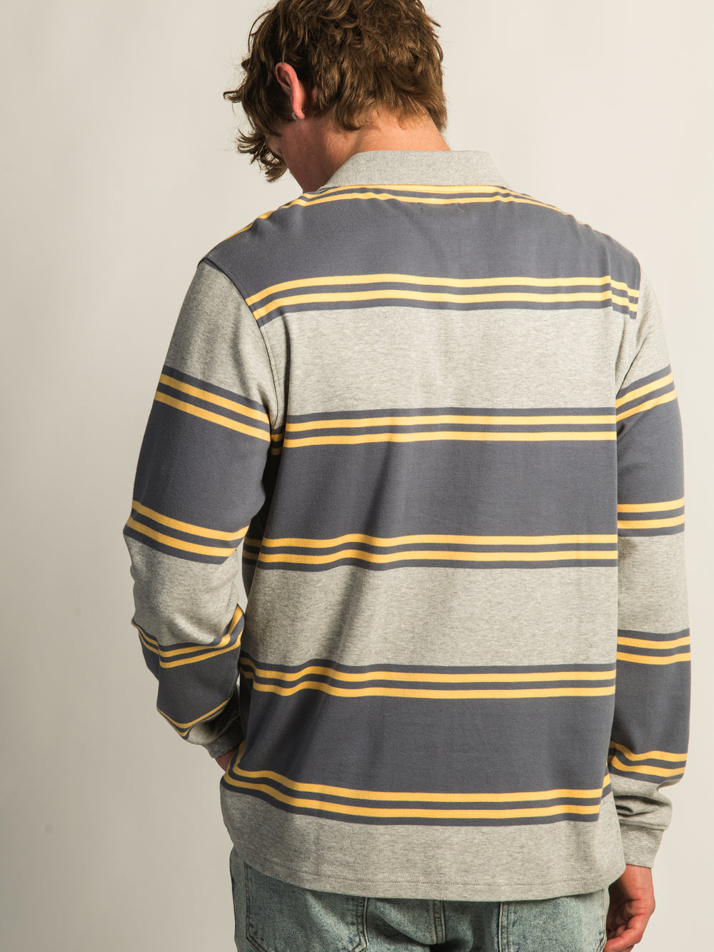 KOLBY LONG SLEEVE RUGBY SHIRT - HEATHER GREY
