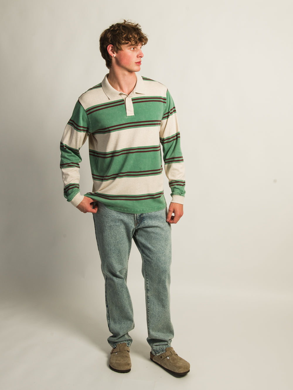 KOLBY LONG SLEEVE RUGBY SHIRT - OATMEAL