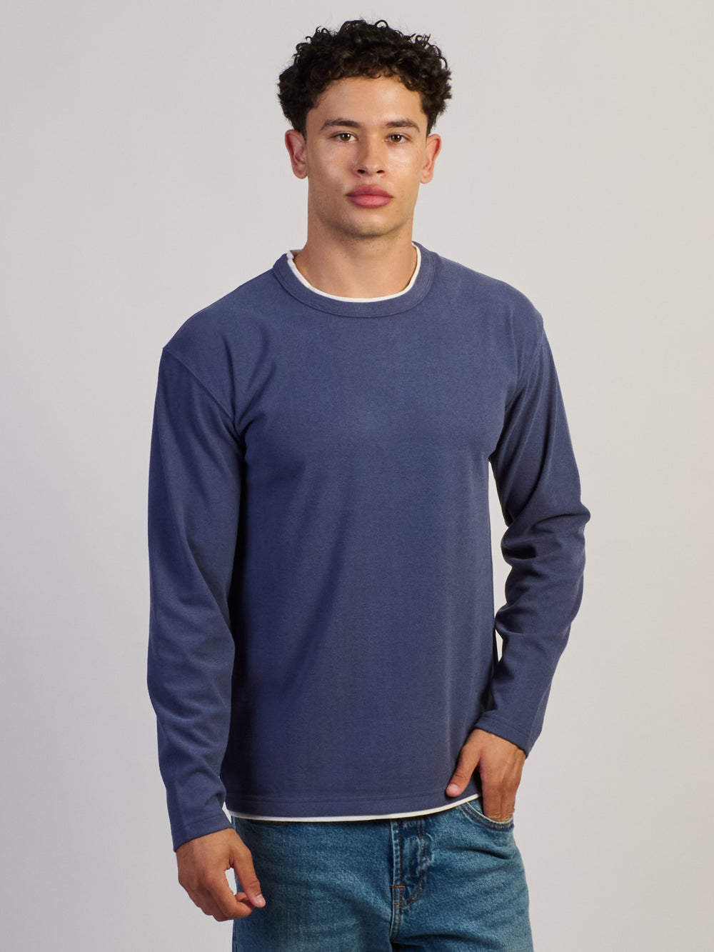 KOLBY LAYERED KNIT TEE - BLUE