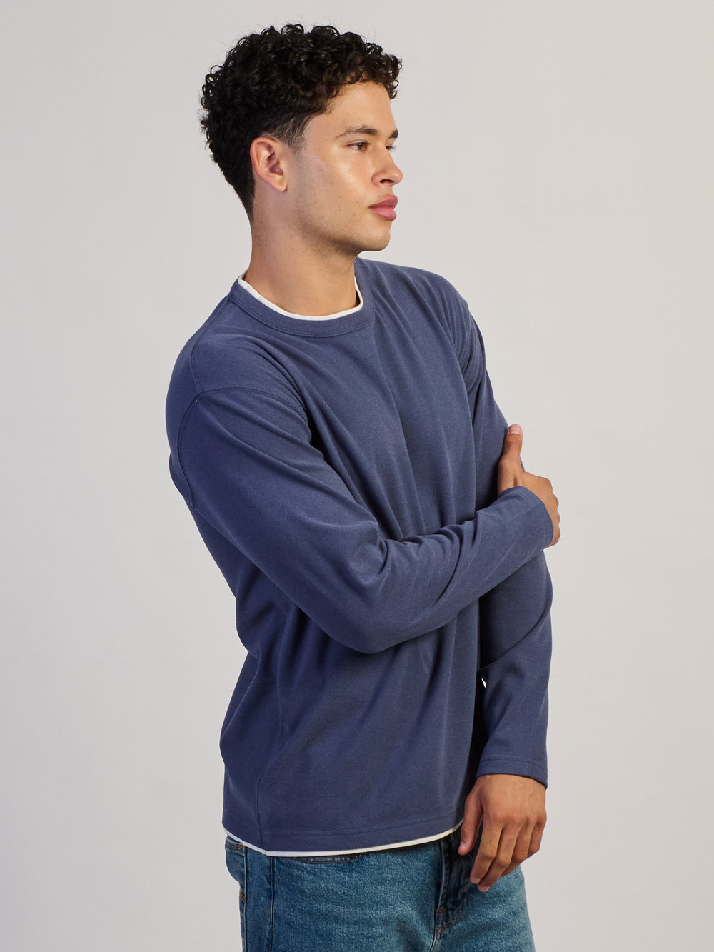 KOLBY LAYERED KNIT TEE - BLUE