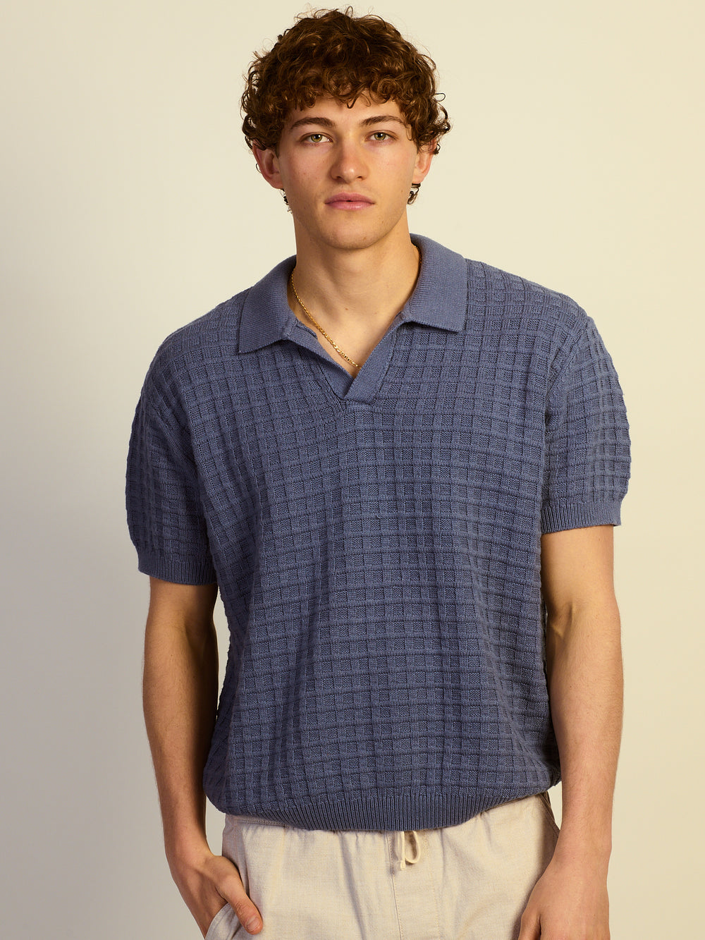 KOLBY RELAXED FIT KNIT POLO - BLUE