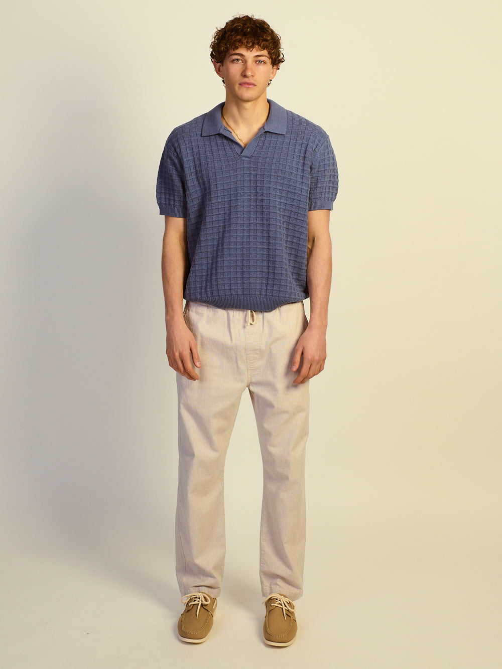 KOLBY RELAXED FIT KNIT POLO - BLUE