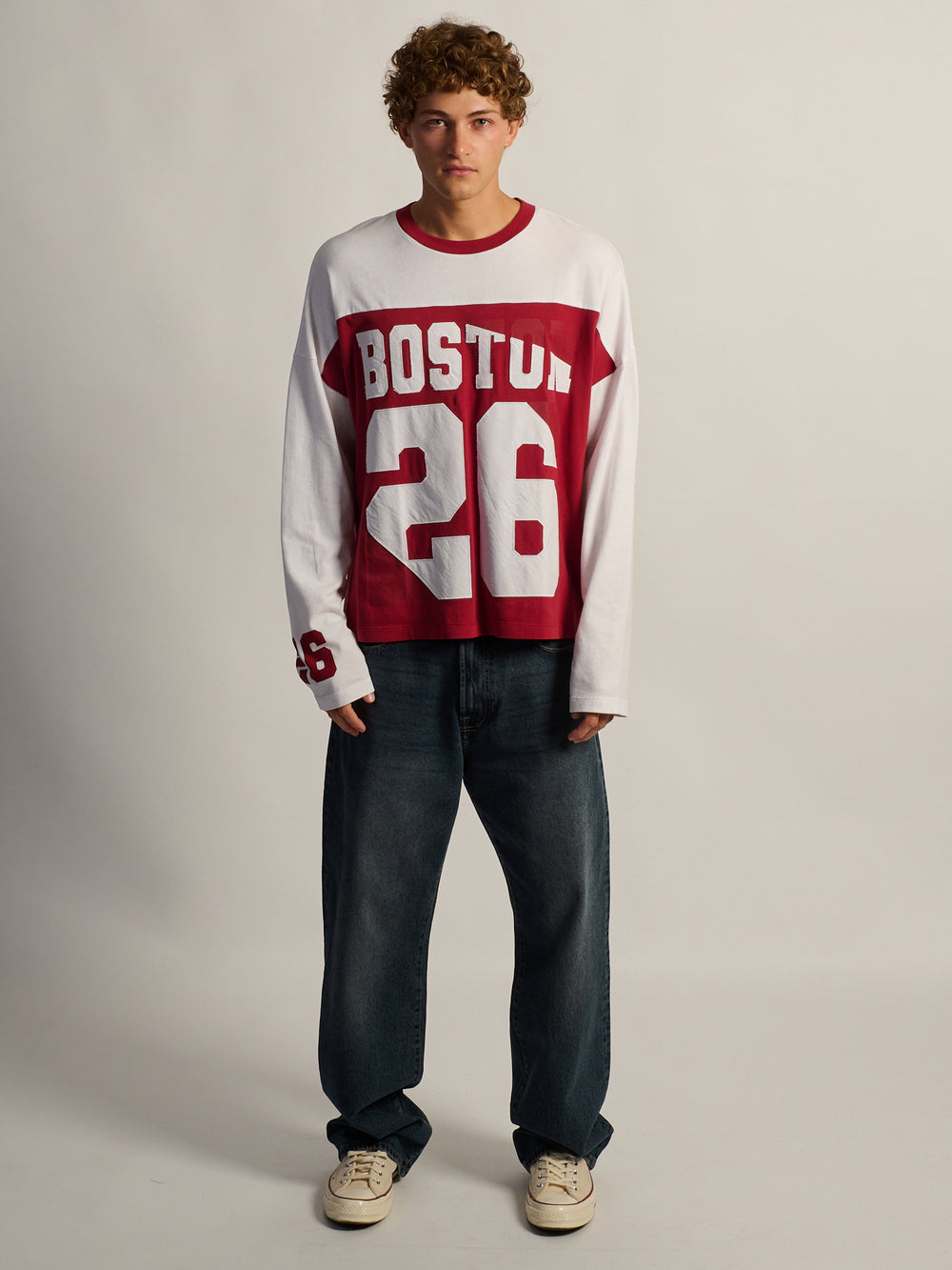 KOLBY BAGGY T-SHIRT À MANCHES LONGUES - ROUGE