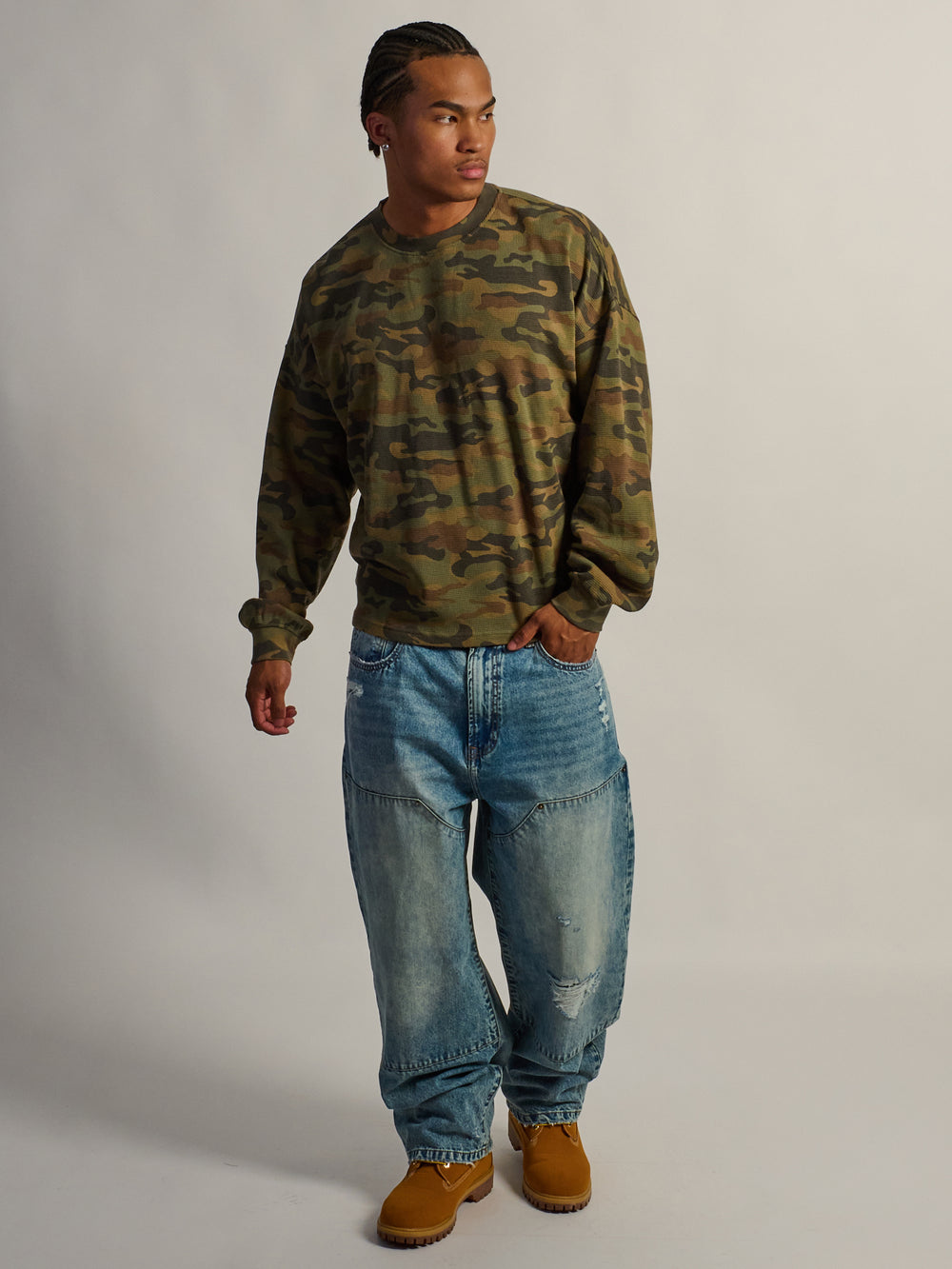 HEAVYWEIGHT LONG SLEEVE WAFFLE - CAMO