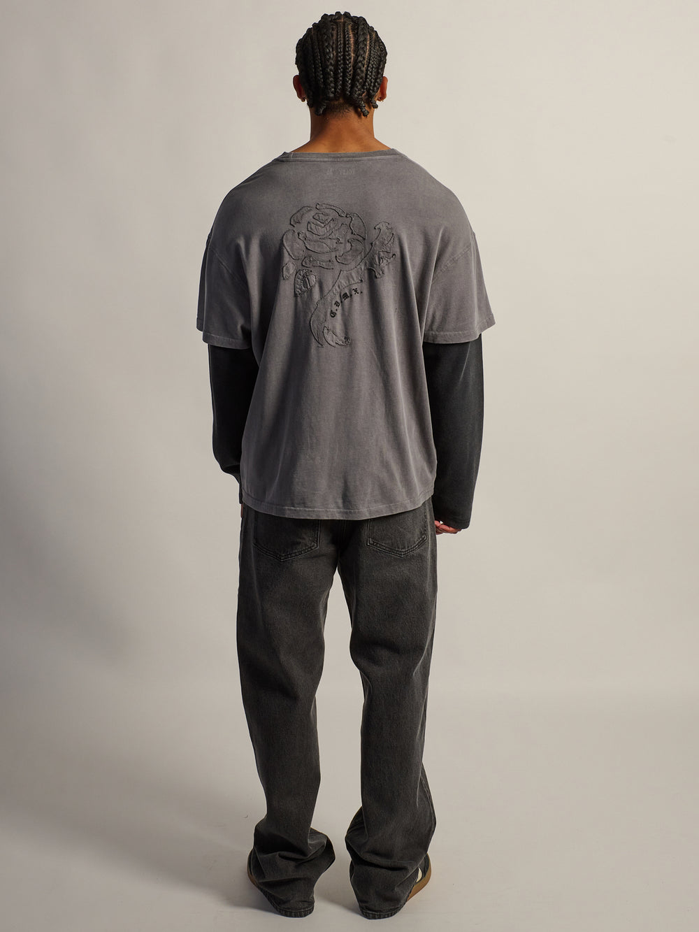 KOLBY T-SHIRT DE FOOTBALL GAUFRÉ À MANCHES LONGUES - CHARBON