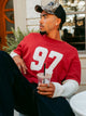 KOLBY LONG SLEEVE WAFFLE FOOTBALL TEE - RED - Boathouse